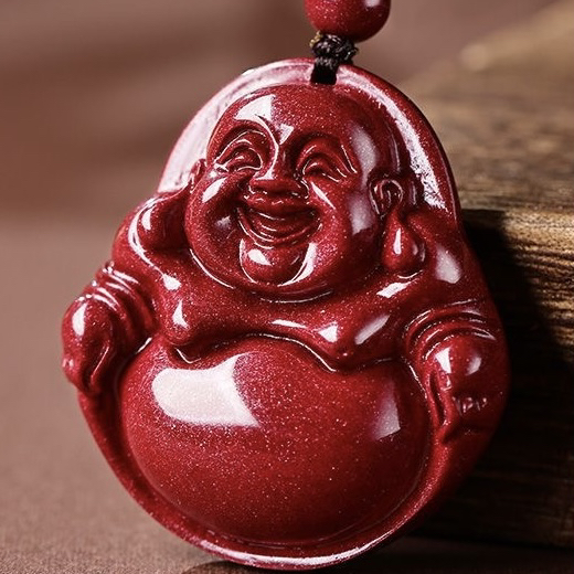 含辰砂工艺品含辰砂工艺品高含量朱砂大肚佛吊坠