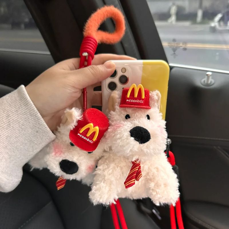 麦当当西高地手机背夹手可爱毛绒玩偶公仔手机夹包包挂件闺蜜礼物