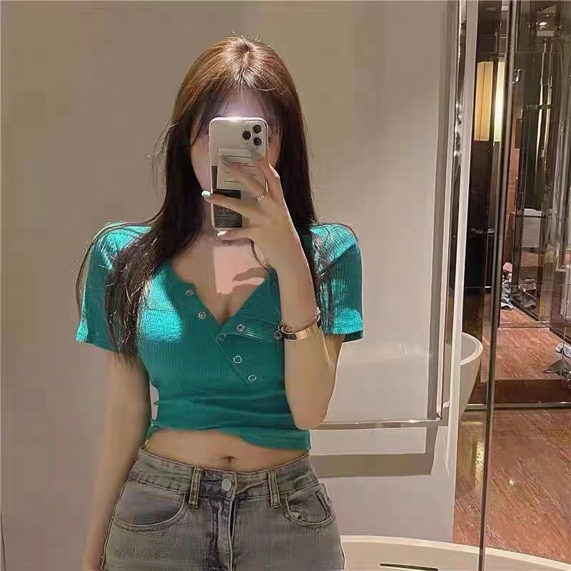 荣宝儿推荐辣妹高腰短款性感夏季修身辣妹上衣