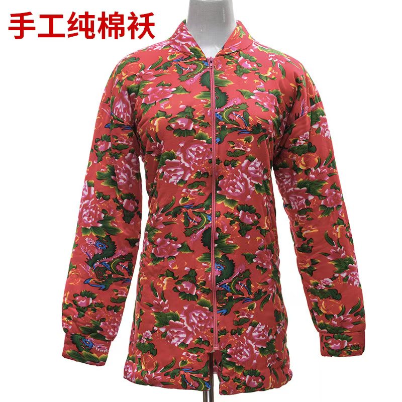 国花中国红，纯手工缝制，男女同款纯棉花棉袄
