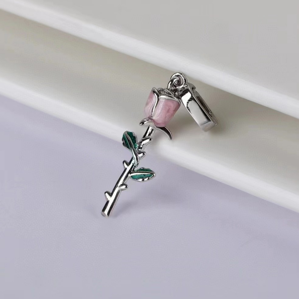 吊坠925银 珐琅滴釉郁金香随意扣吊坠（不含链）T2278时尚甜美气质