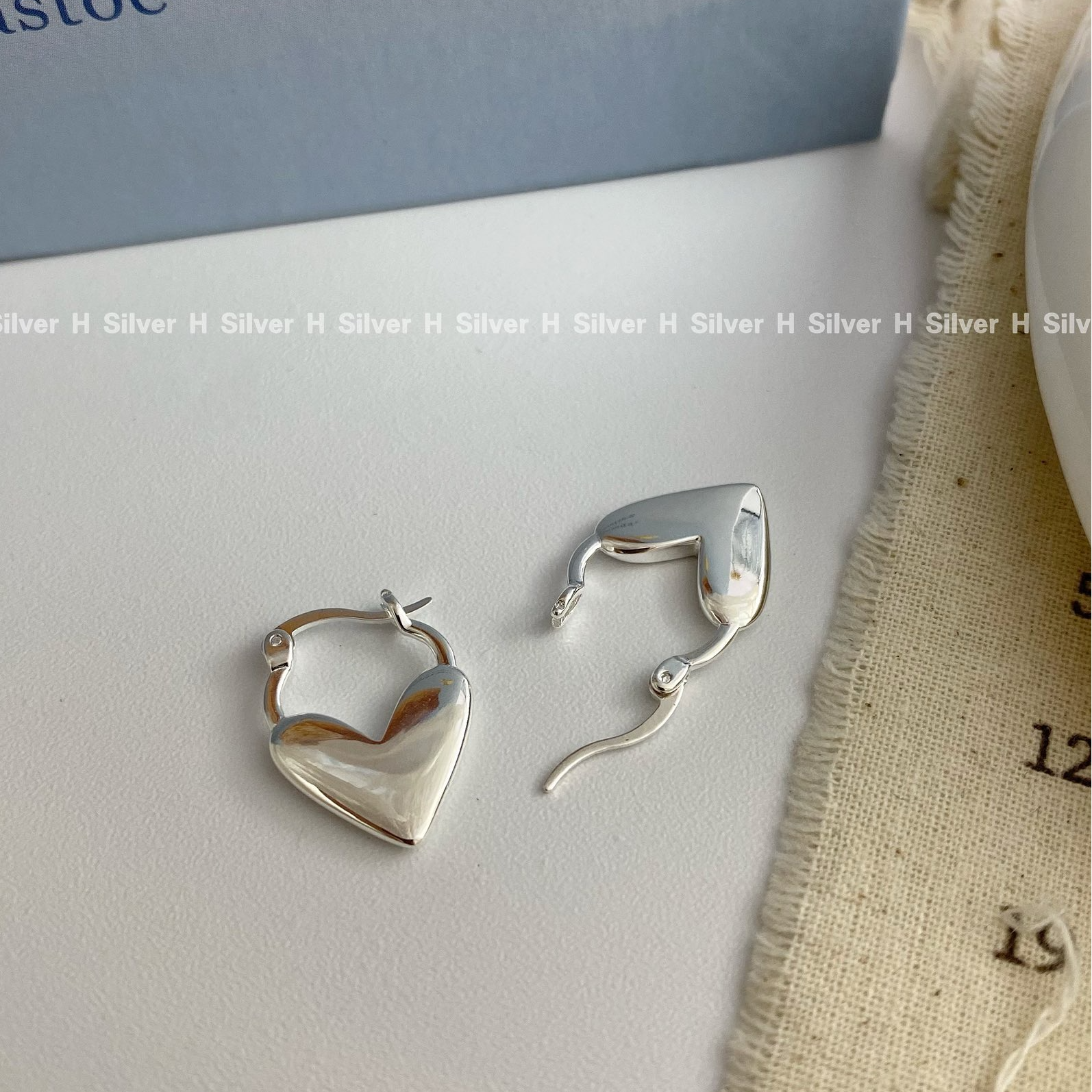 925银耳饰 光面心形法式耳扣 Y5484 百搭复古小众