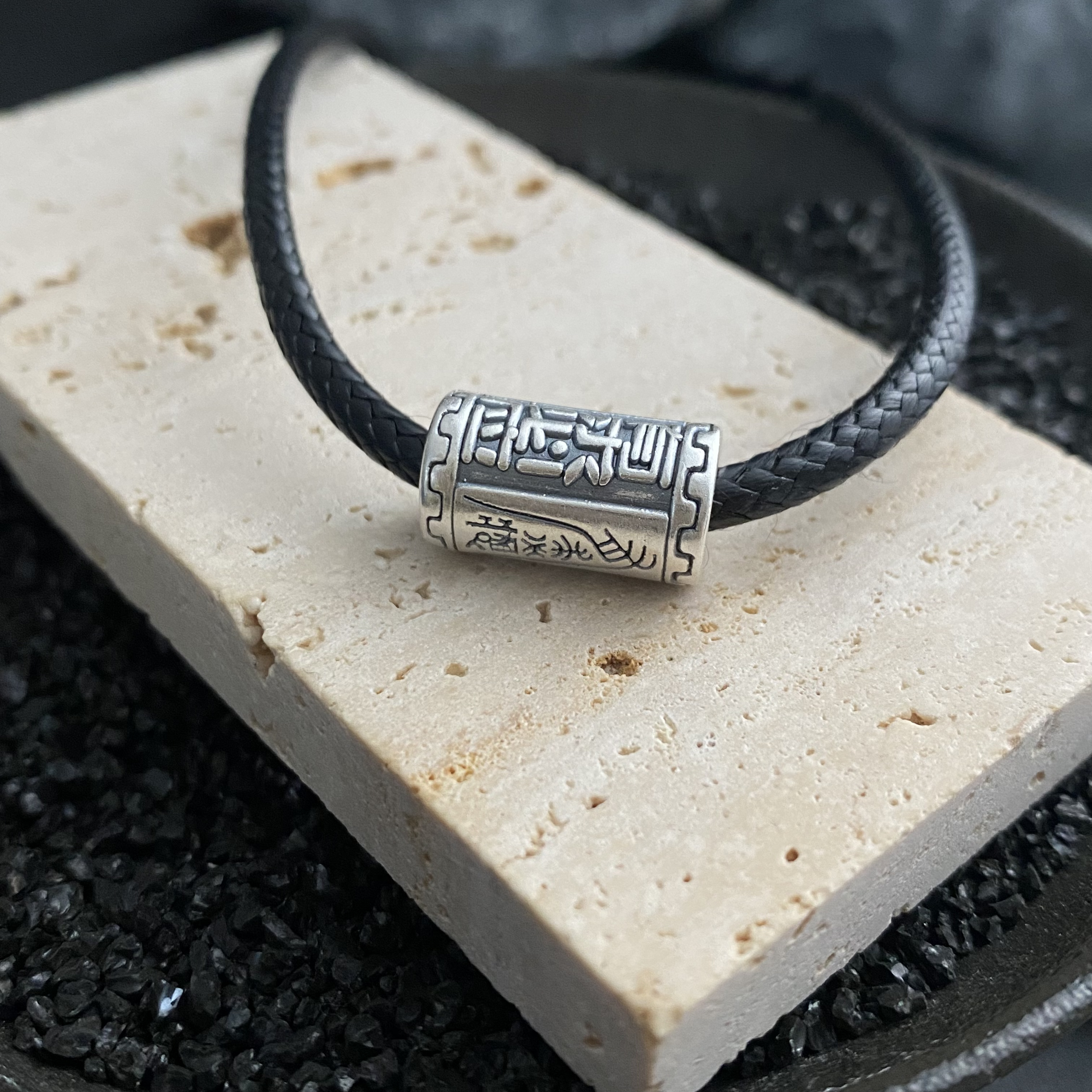 吊坠足银 浮雕有求必应3D桶珠配饰吊坠Y1145（不含绳）国潮民族风