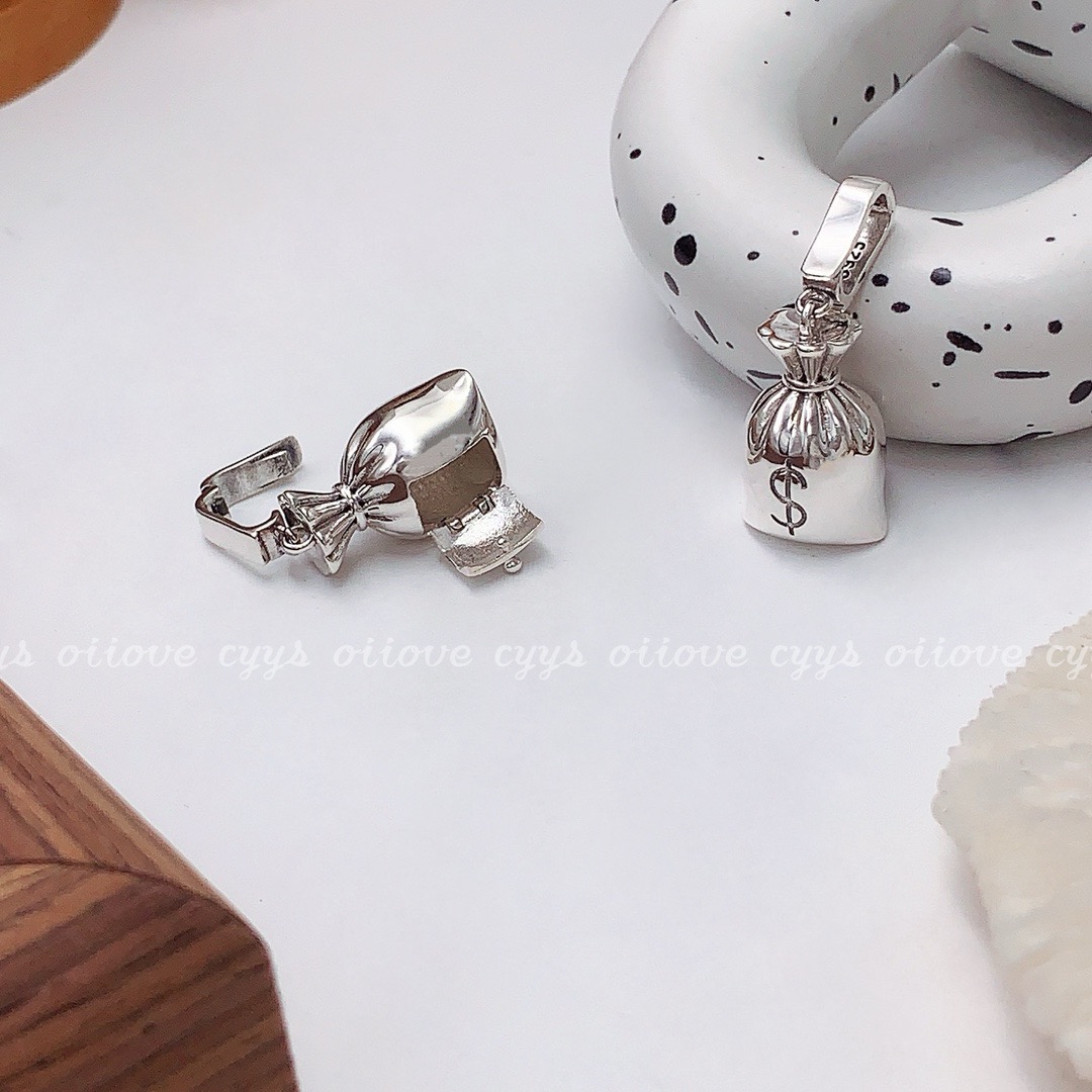 吊坠925银 财源广进福袋随意扣吊坠（不含链）C0865 轻奢百搭气质