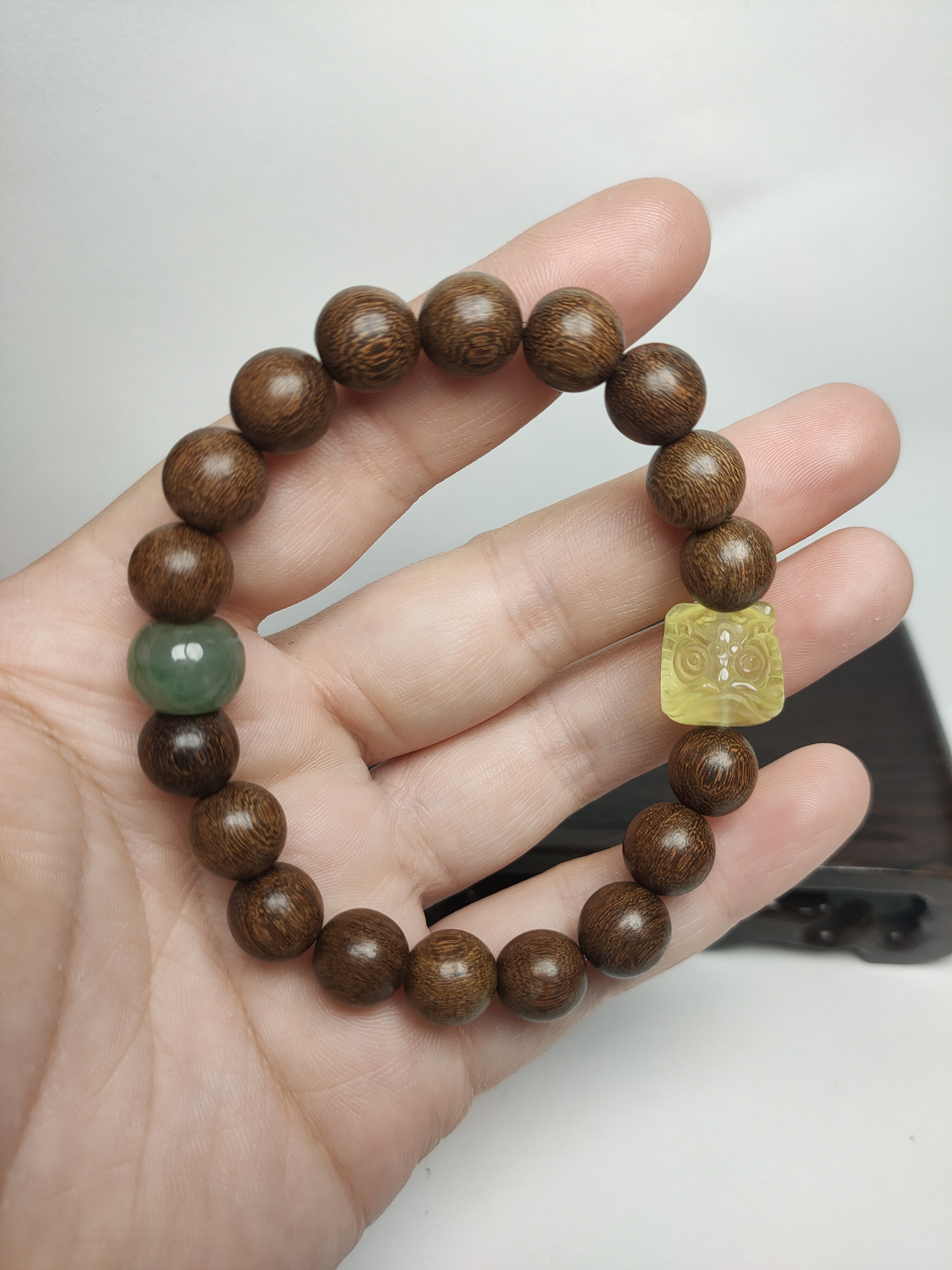 非金属锦纶手链 檀木醒狮手链，适合手围17.5cm以内，不完美，不退换