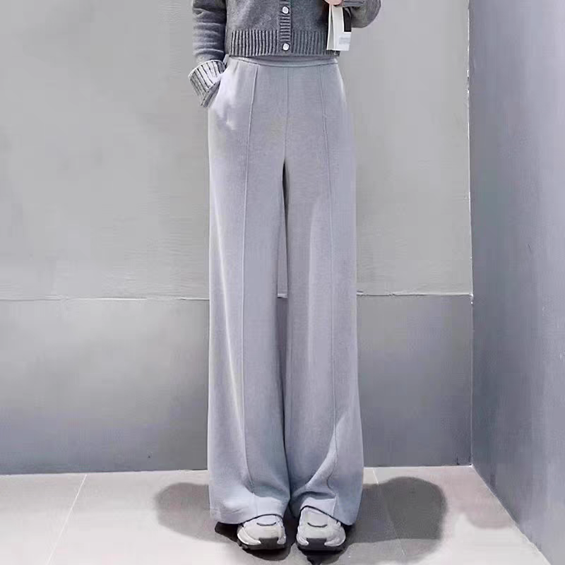 【官方正品】时尚简约百搭休闲松紧腰直筒长裤女5100360