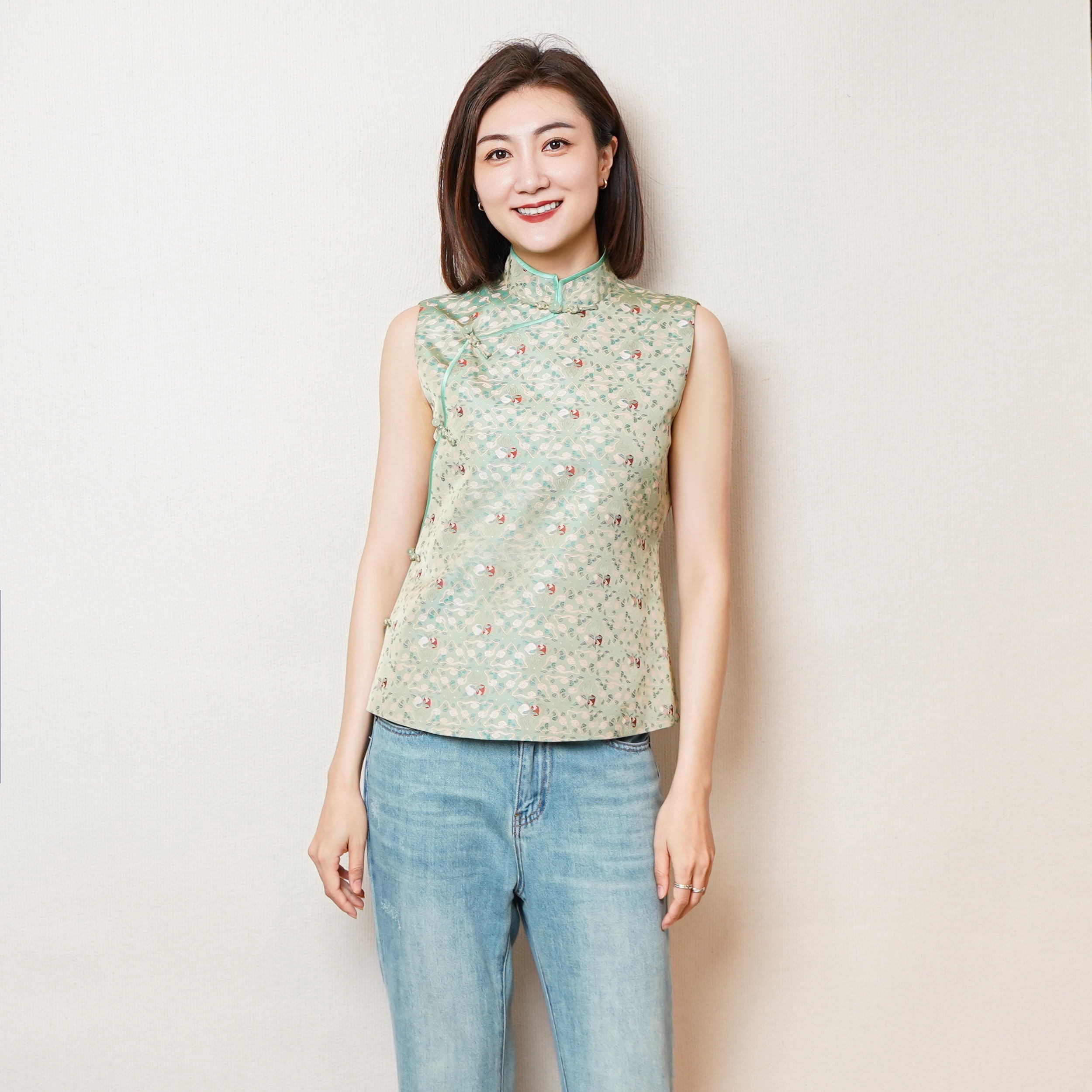 栖香锦【栖香锦】钱小萍三多九如纹宋锦马甲 设计师款 国风马甲