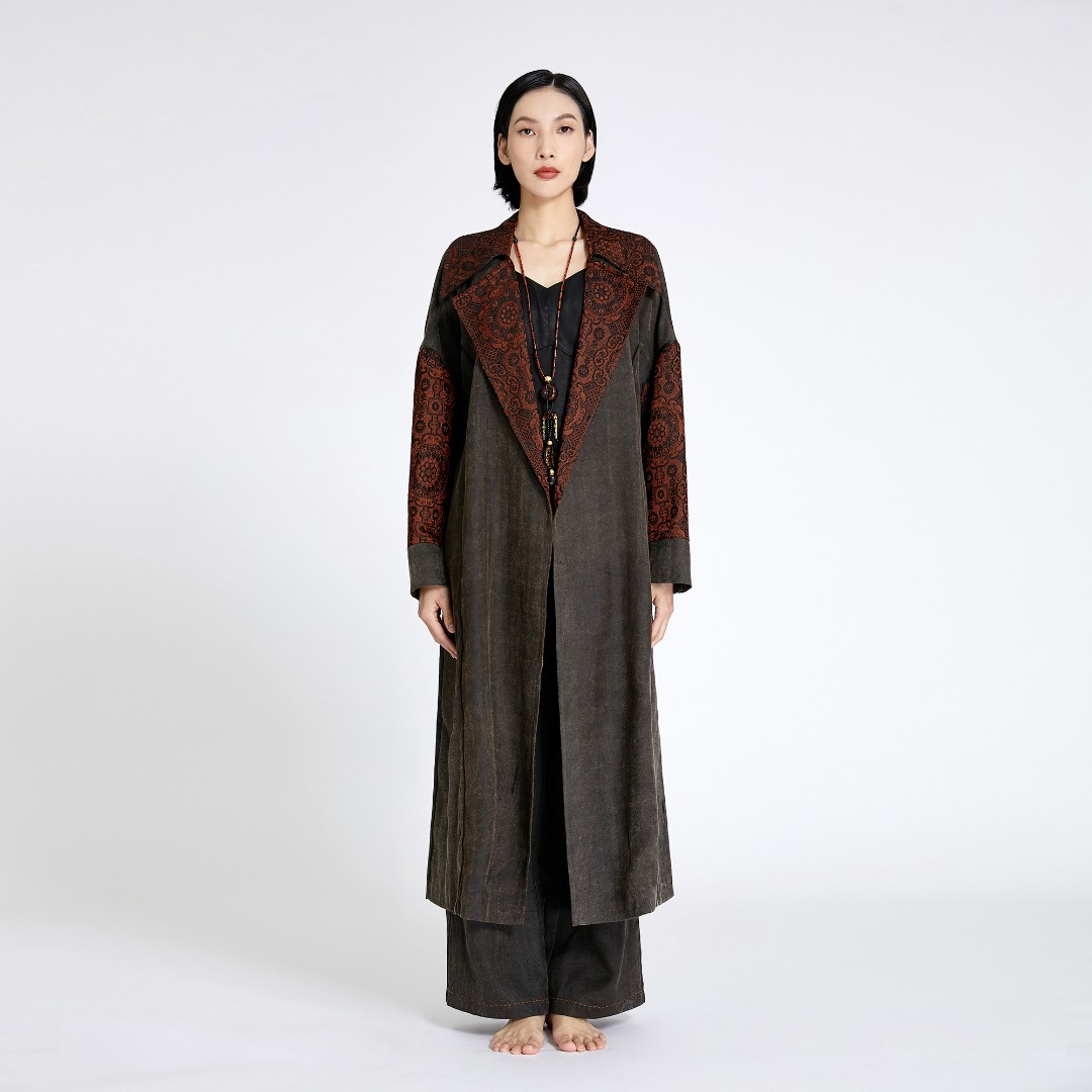 【栖香锦】“罗衣何飘摇,轻裾随风还” 设计师款 柞蚕丝 风衣