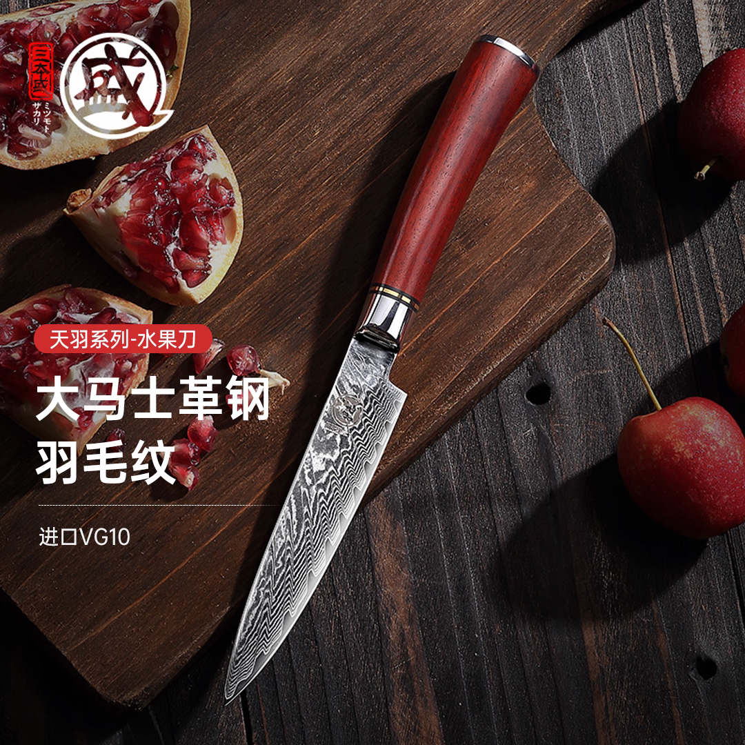 三本盛日本VG10削皮水果刀大马士革钢锋利家用超快手工刀具