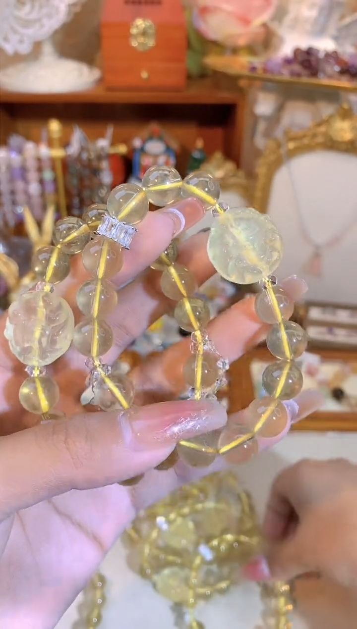 【闪购商品】黄晶手链未镶嵌a2043黄水晶手链