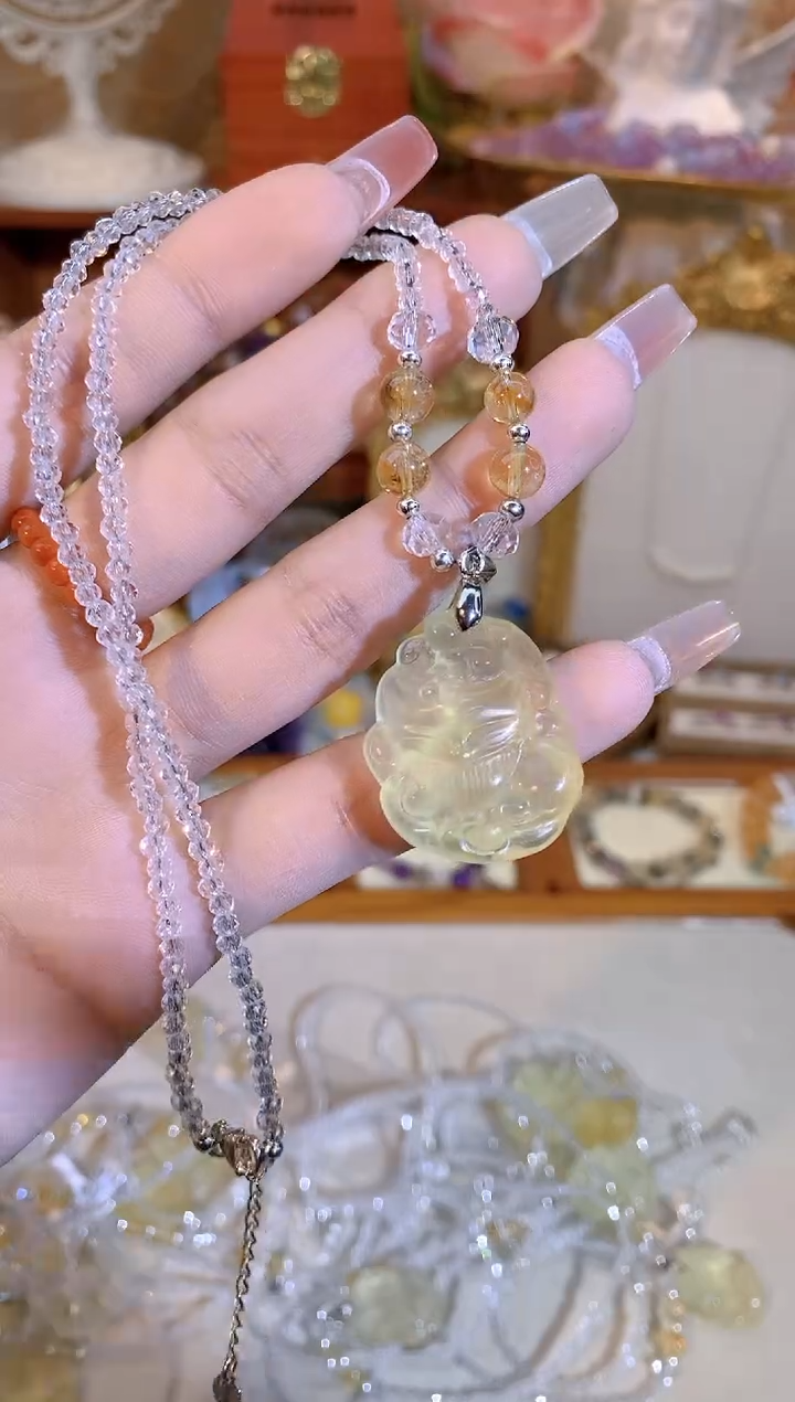 【闪购商品】黄晶项链未镶嵌黄水晶九尾狐项链2040