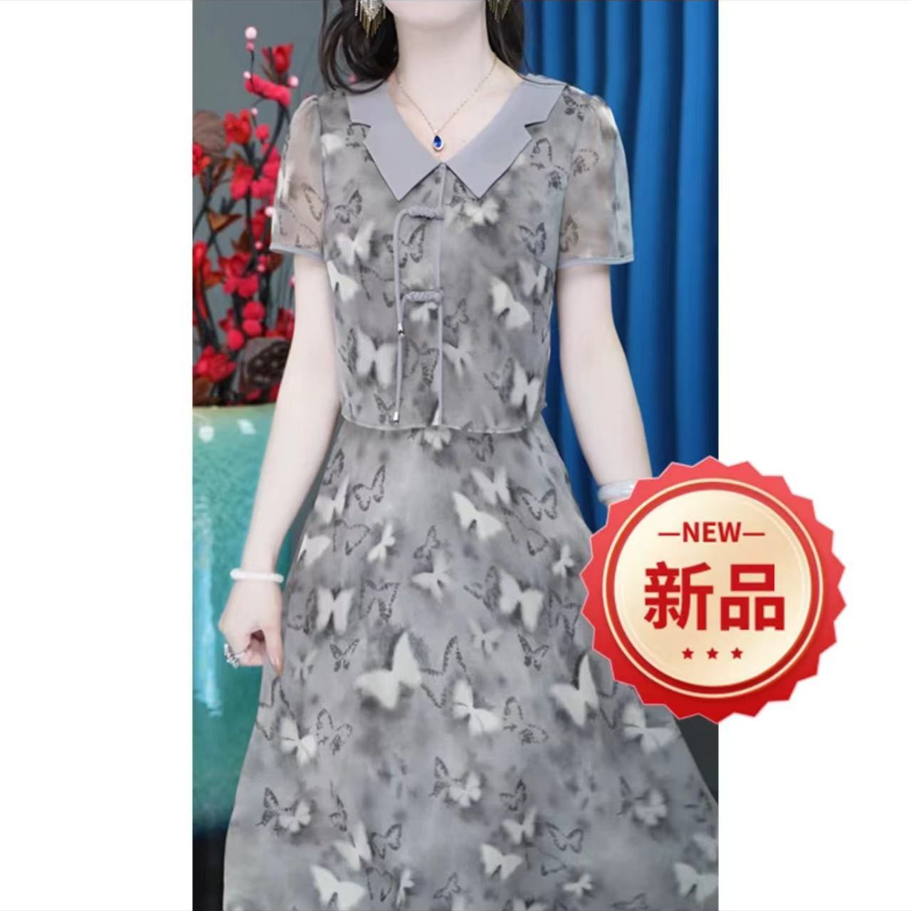 A527休闲百搭时尚气质女士夏季潮流简约女装连衣裙复古修身设计师