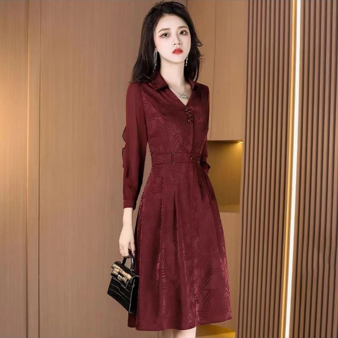 A803-A6女装连衣裙气质洋气修身印花时尚大码夏季法式收腰优雅