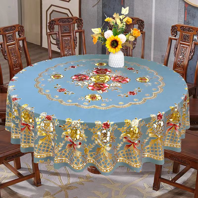 圆形桌布防水防油PVC免洗加厚大圆桌餐桌布喜庆酒店饭店家用台布