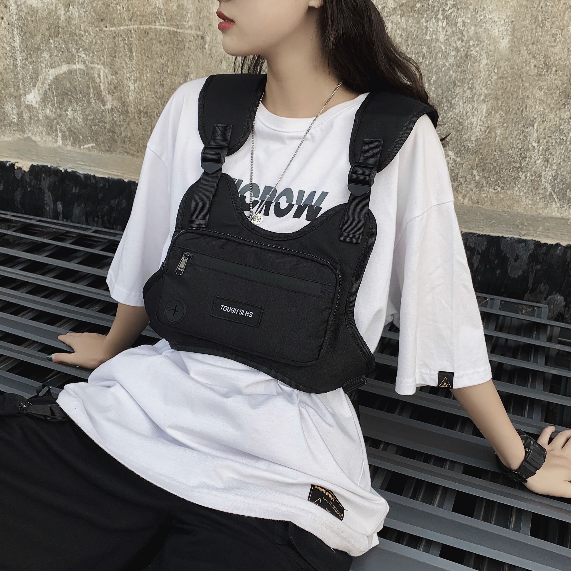 机能风战术胸包男女个性时尚马甲包夏季背心包胸前小背包工装日系