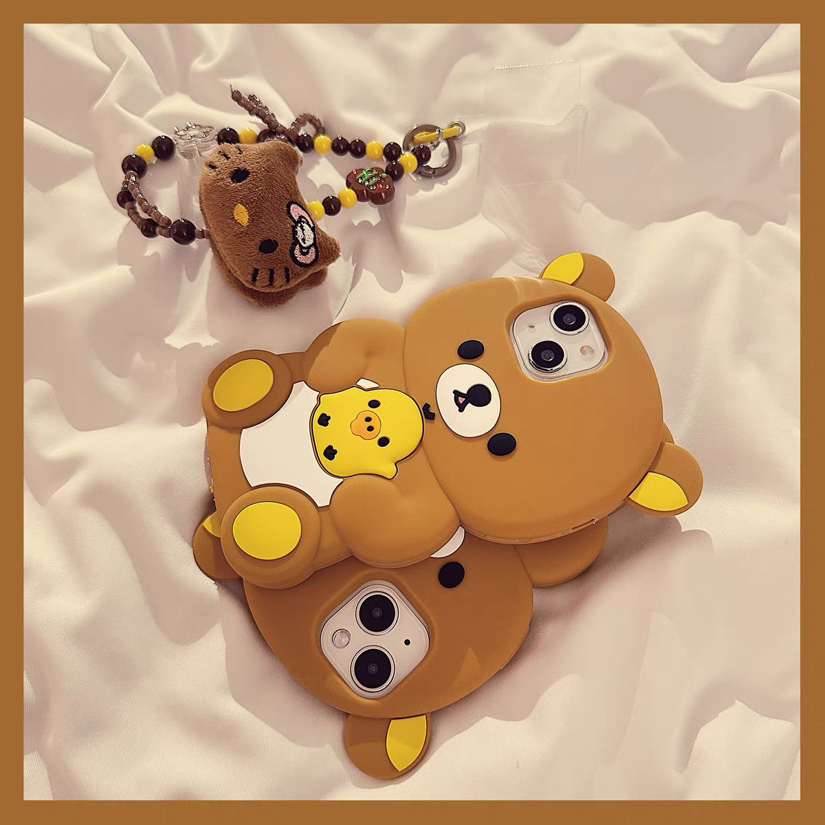 卡通噗噗鸡轻松熊iPhone15promax适用苹果13手机壳12硅胶14女可爱