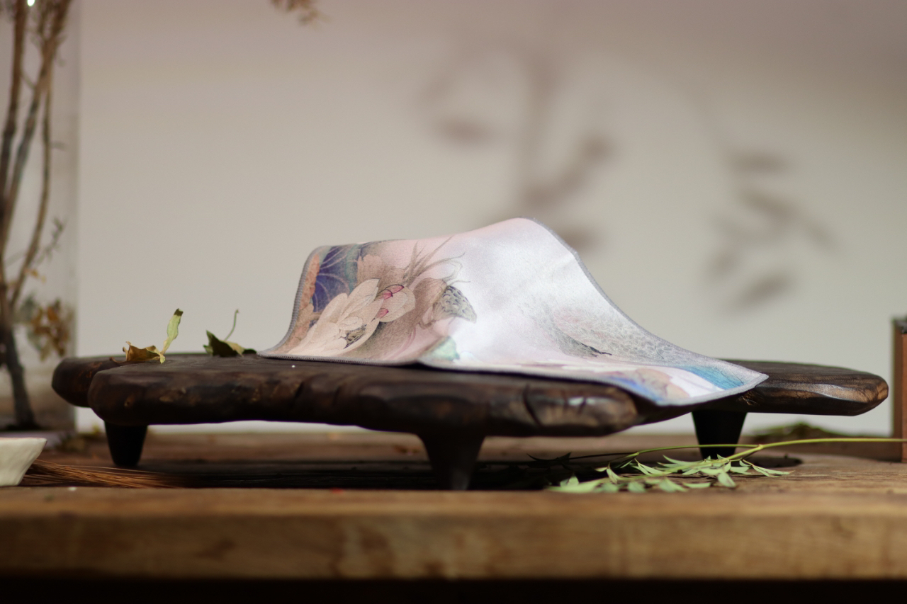 茶周边·粉色风荷·茶巾·