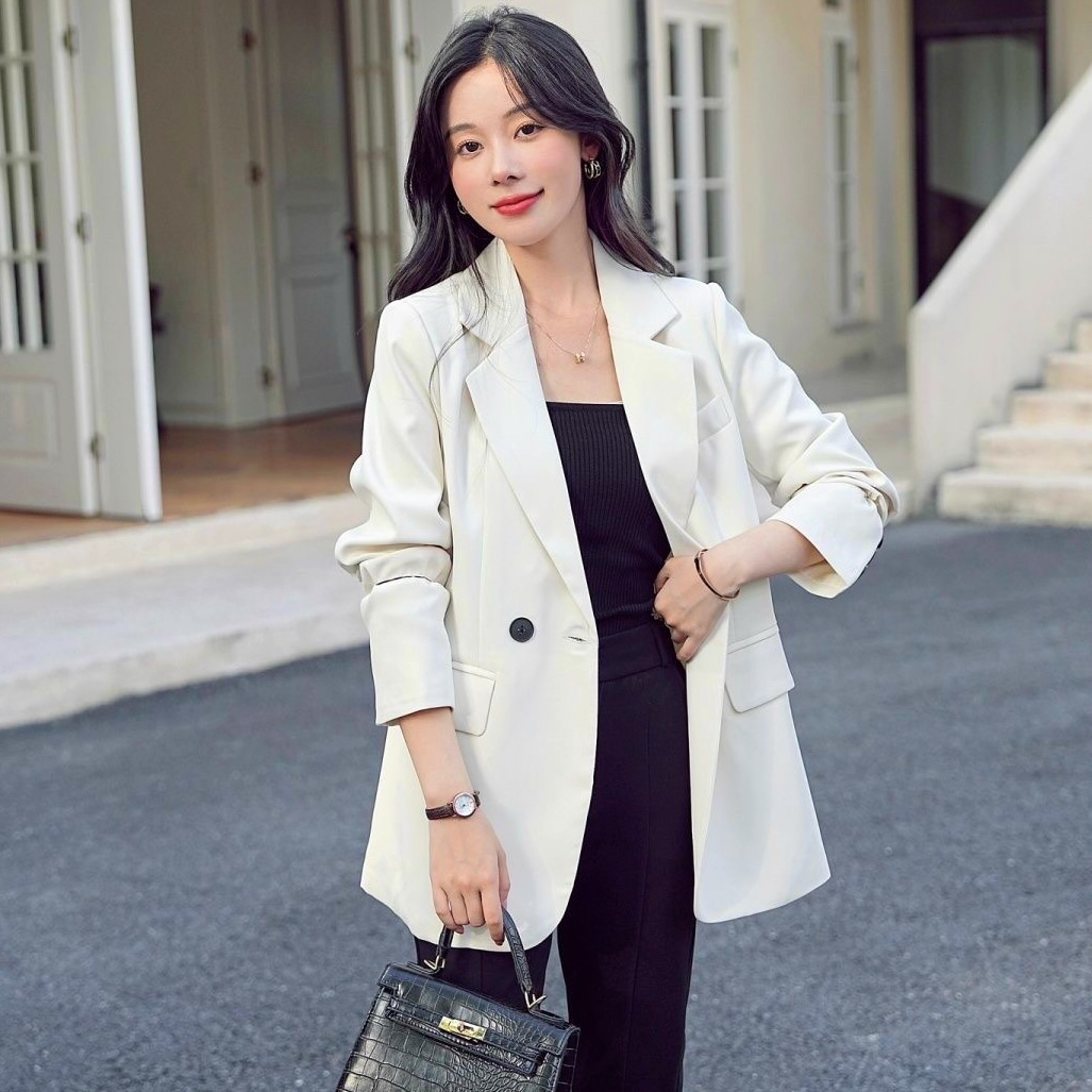 西装外套女2025春秋新款韩版宽松网红小个子女装西服流行港风上衣