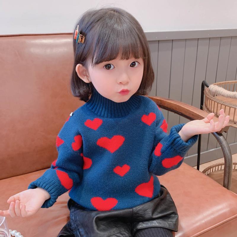 女童毛衣套头2023新款秋冬洋气网红时髦女宝宝冬装高领针织衫外套