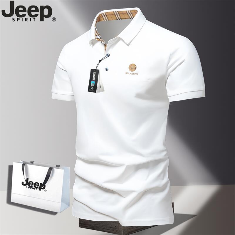 Jeep吉普POLO衫2025夏季新款男士冰丝短袖T恤有领潮流半袖翻领T