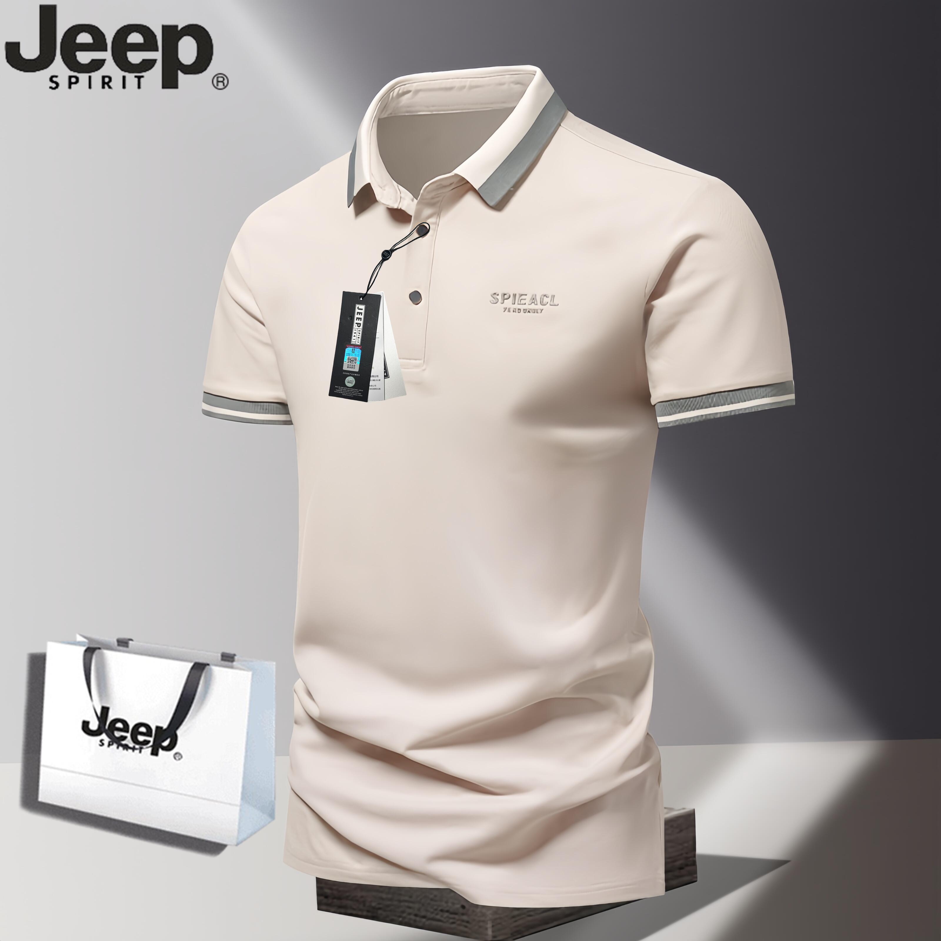 Jeep吉普2025新款polo衫t恤男士短袖翻领夏季修身体恤潮牌上衣   