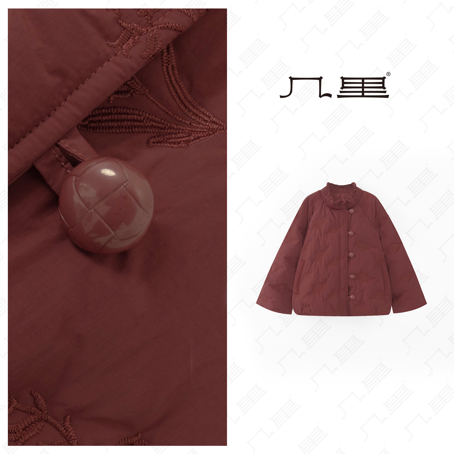 几里与麻【花苞领】冬季百搭保暖印花棉衣 衣长64 胸围136 1120781