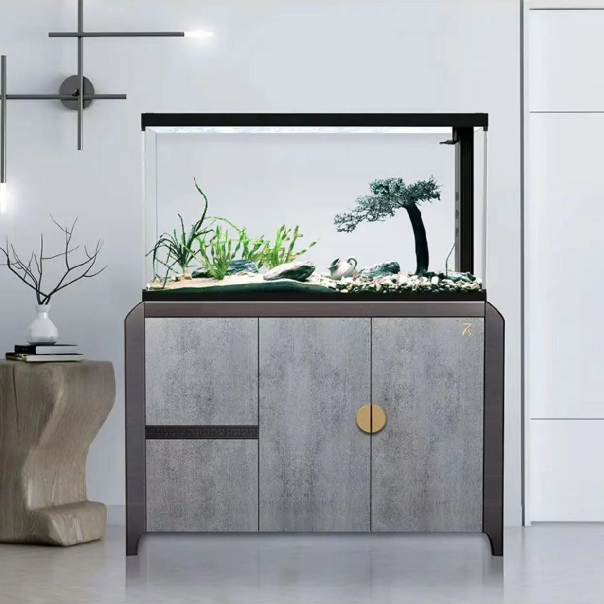 睿美七秒品牌清欢系列鱼缸飞鸿过滤干湿分离超白玻璃加厚高清水族