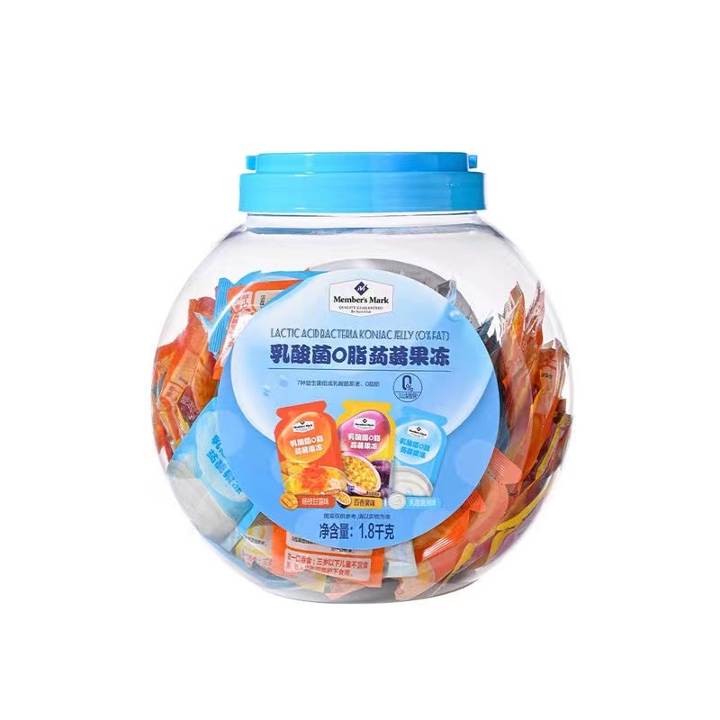 山姆乳酸菌0脂蒟蒻果冻美食1.8kg果汁果味益生菌酸甜可口Q弹六一儿童零食大礼包