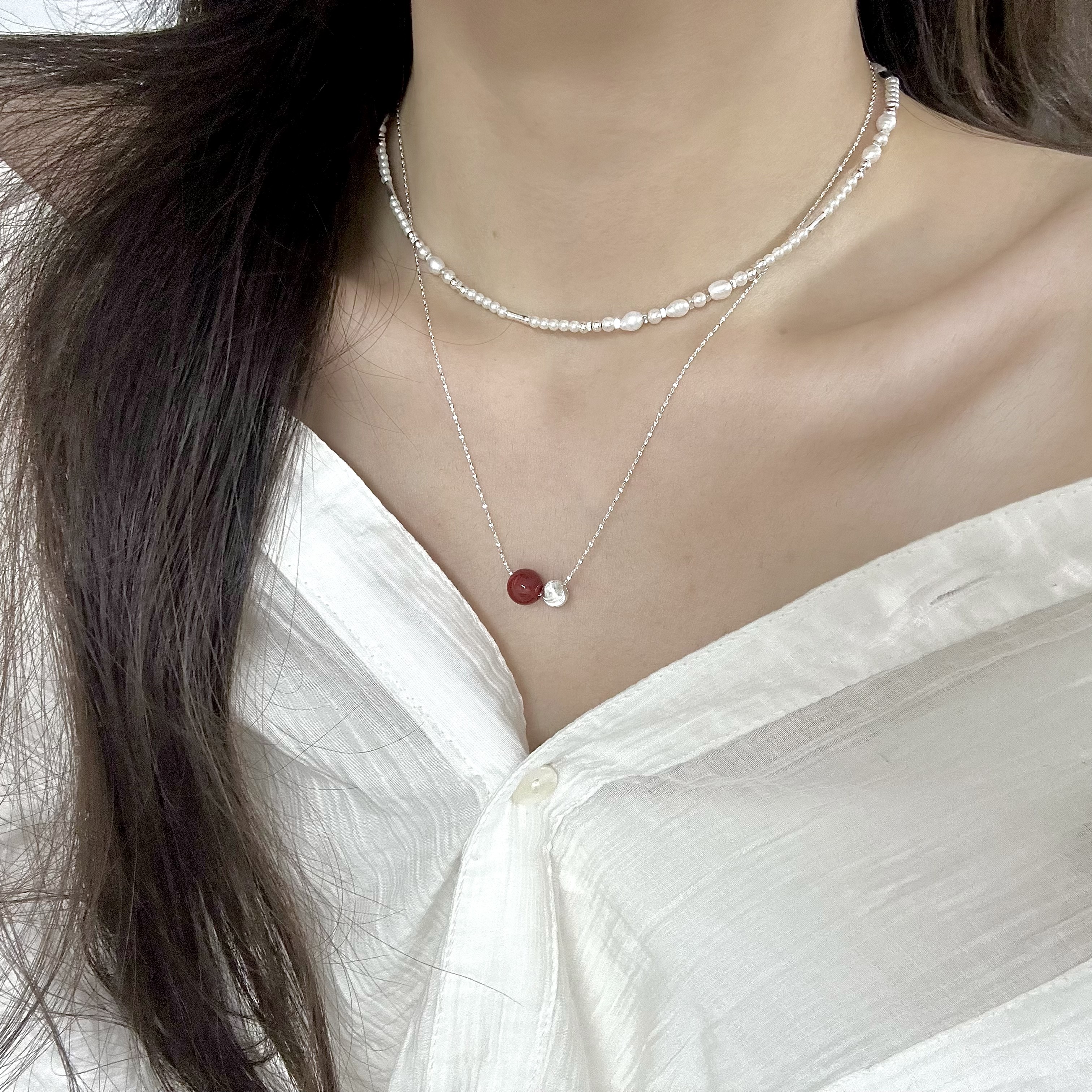 坠链均925银 十里间【鸿运滚珠】S925银项链锁骨链