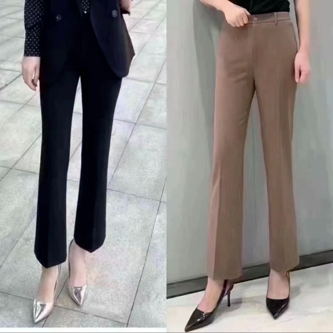 GIRDEAR/哥弟哥弟通勤微弹显瘦九分轻职场微喇小黑裤西裤1100395