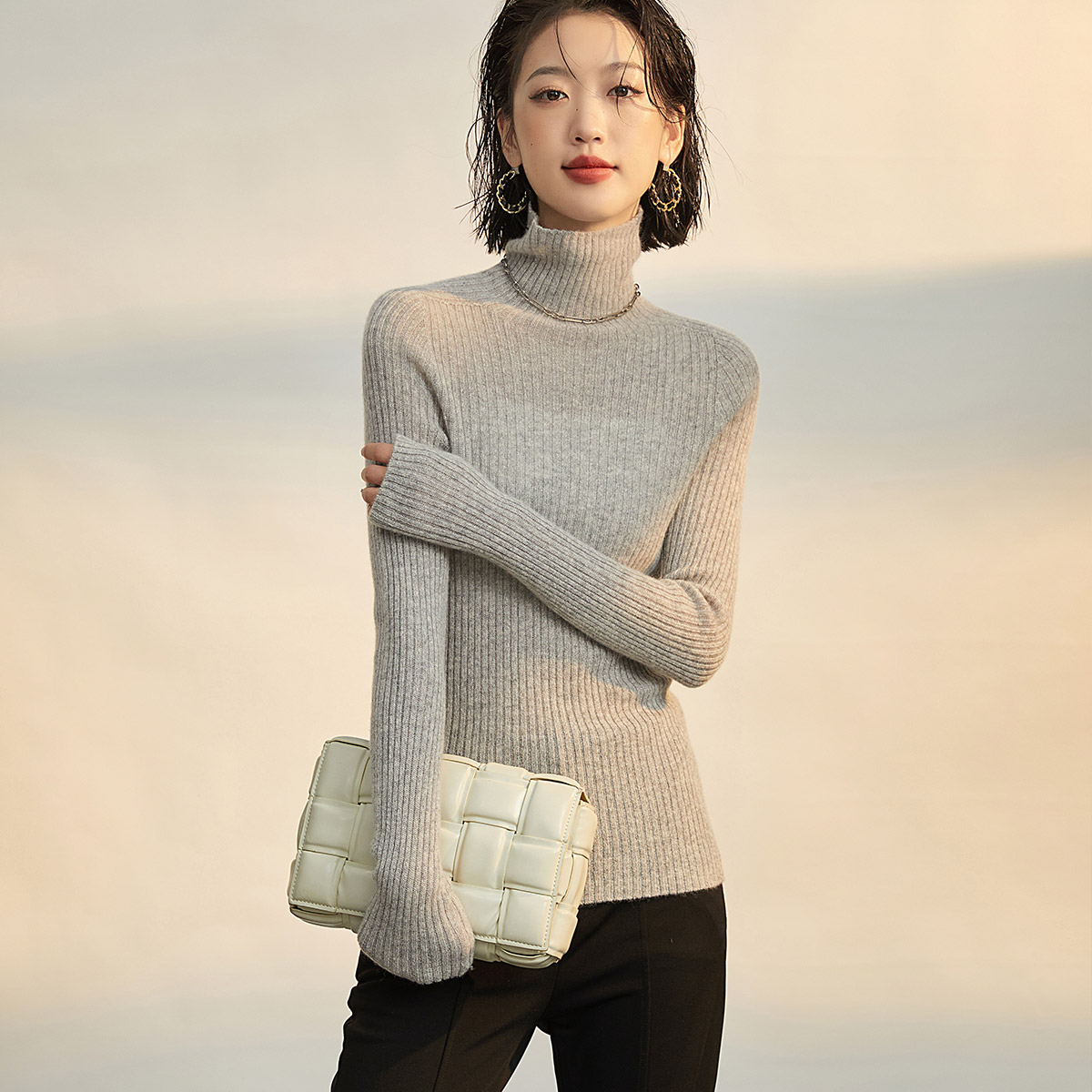 长袖高领女羊绒衫W2300044