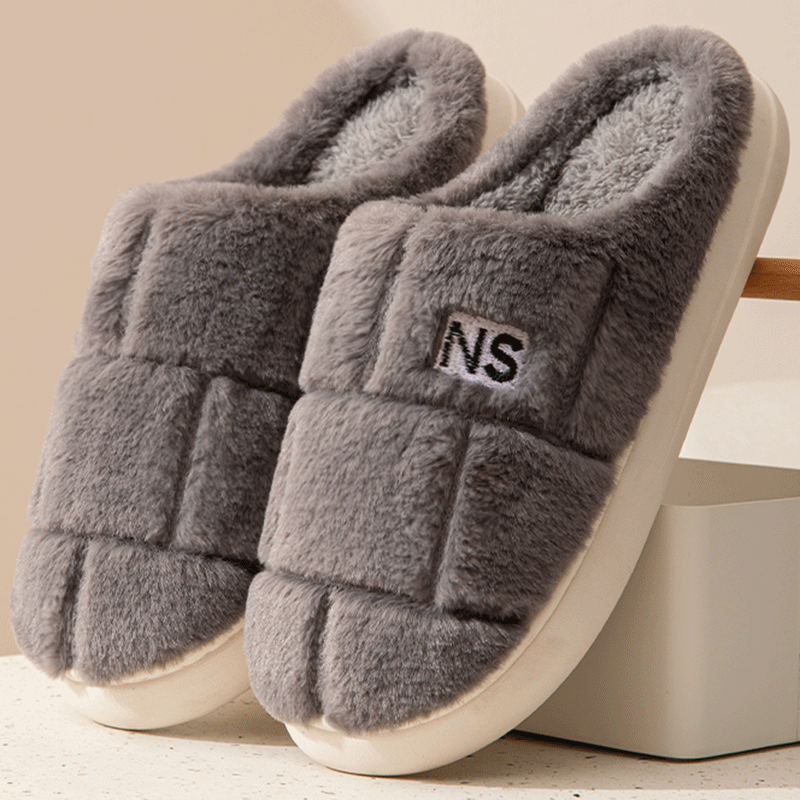 2025秋冬季新款厚底棉拖鞋女家用家居保暖防滑情侣室内毛毛拖鞋冬