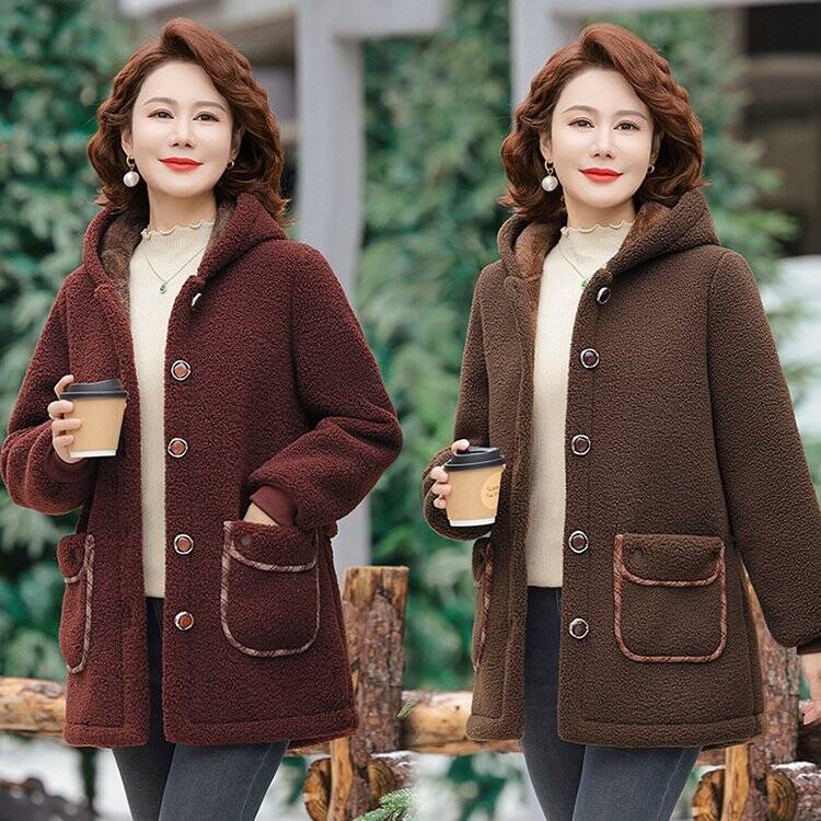 冬装加绒加厚棉袄保暖时尚颗粒绒棉服外套洋气百搭