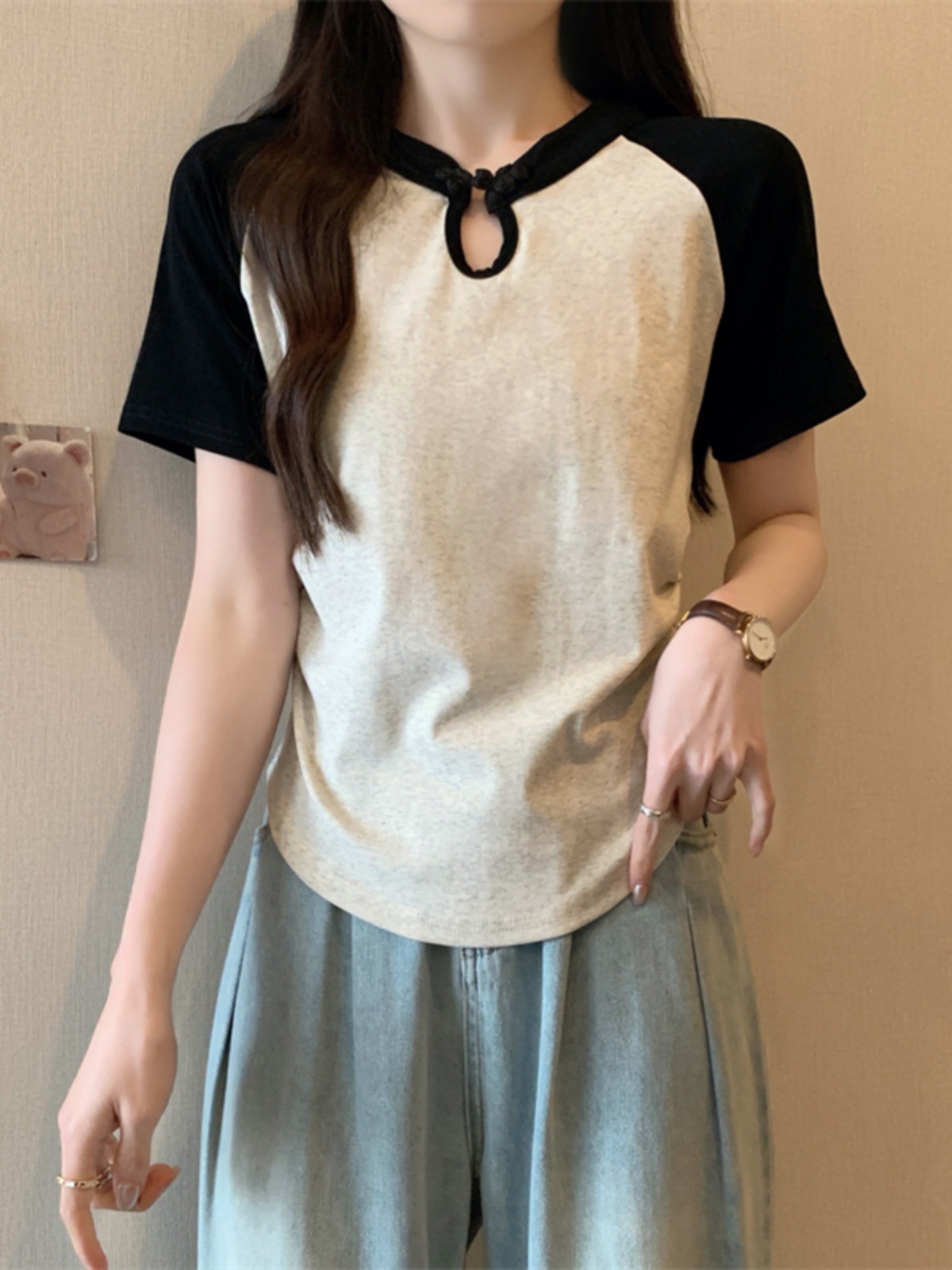 【慕名而来】大码女装胖款国风盘扣显瘦遮肚藏肉短袖T恤上衣百搭