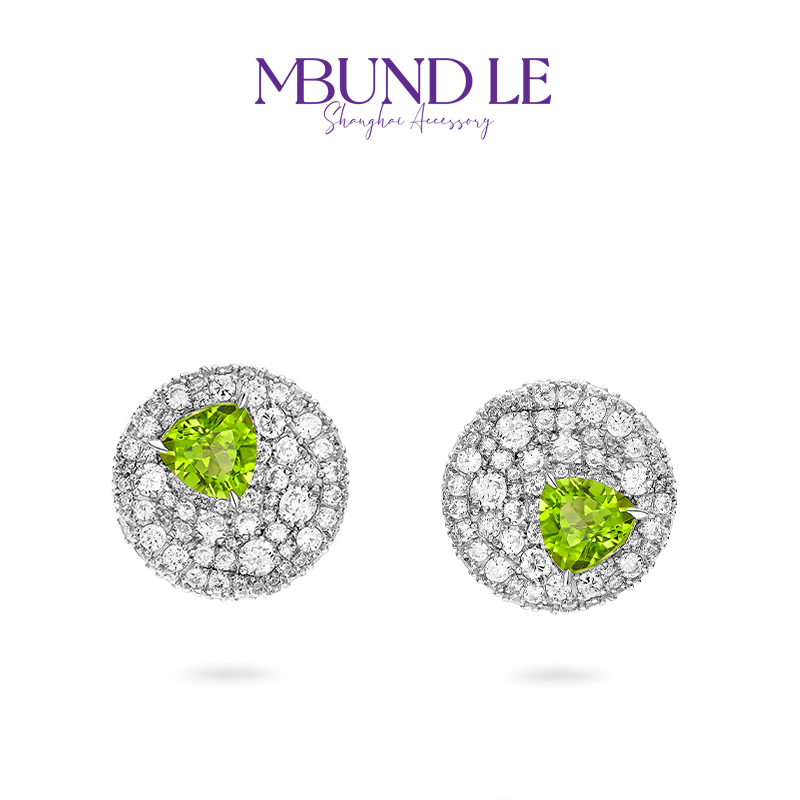 摩邦珠宝圆明有园-曲院风荷橄榄石耳环 