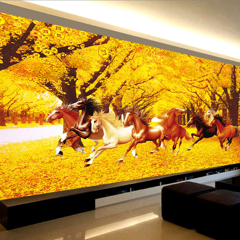 十字绣黄金满地马到成功大图八骏图客厅办公室简约现代21色满绣