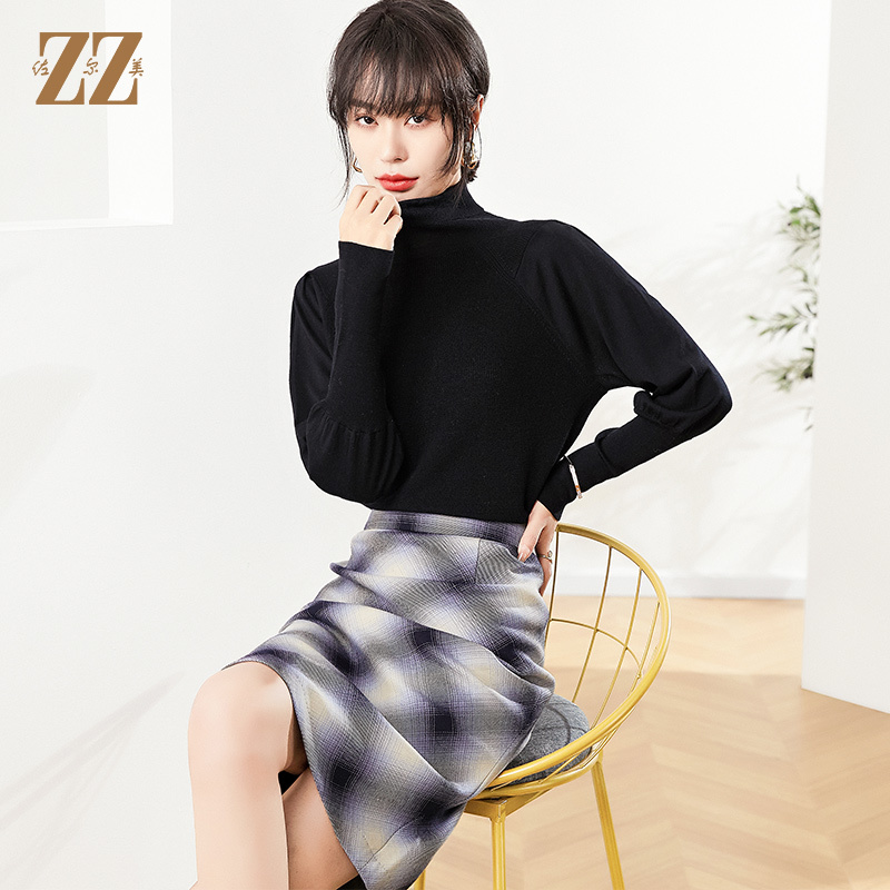 佐尔美秋季新款 100%绵羊毛舒适高领圆领衫女E14MS10