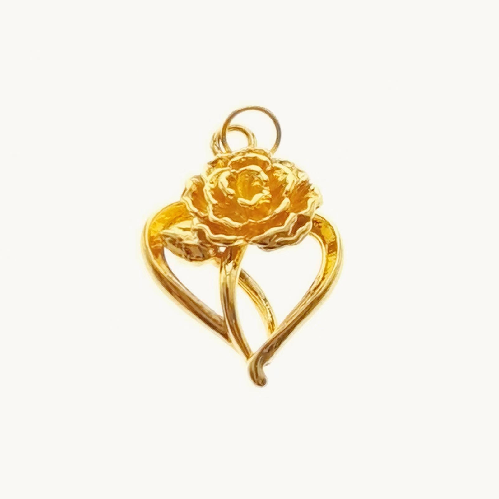 足金999 玫瑰花心形吊坠  0.55