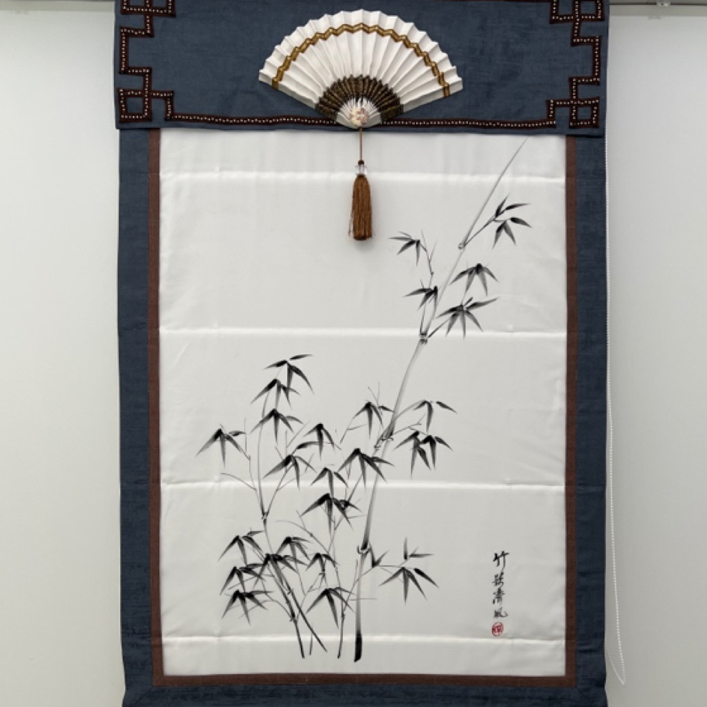 复古风格绘画图案双层纱罗马帘升降窗帘餐厅客厅阳台通风封闭式