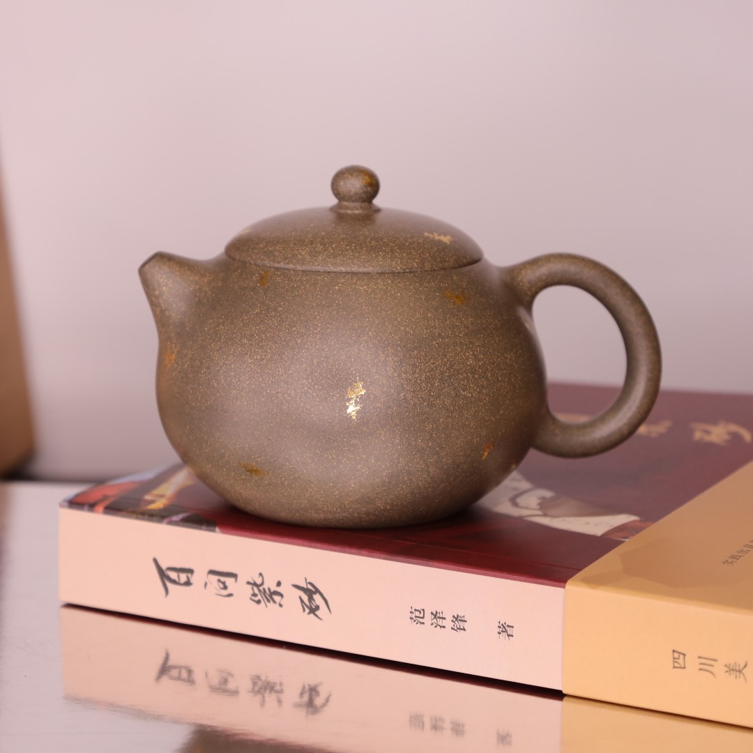 【询客服】宜兴龙德堂汤宣武《西施》原矿青段戗金手工泡茶壶约290cc
