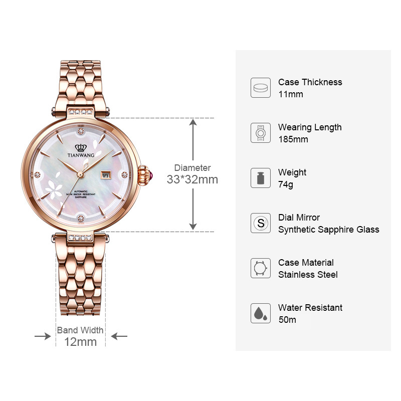 TIANWANG Women Watch Fashion Mechanical Watches天王表51176