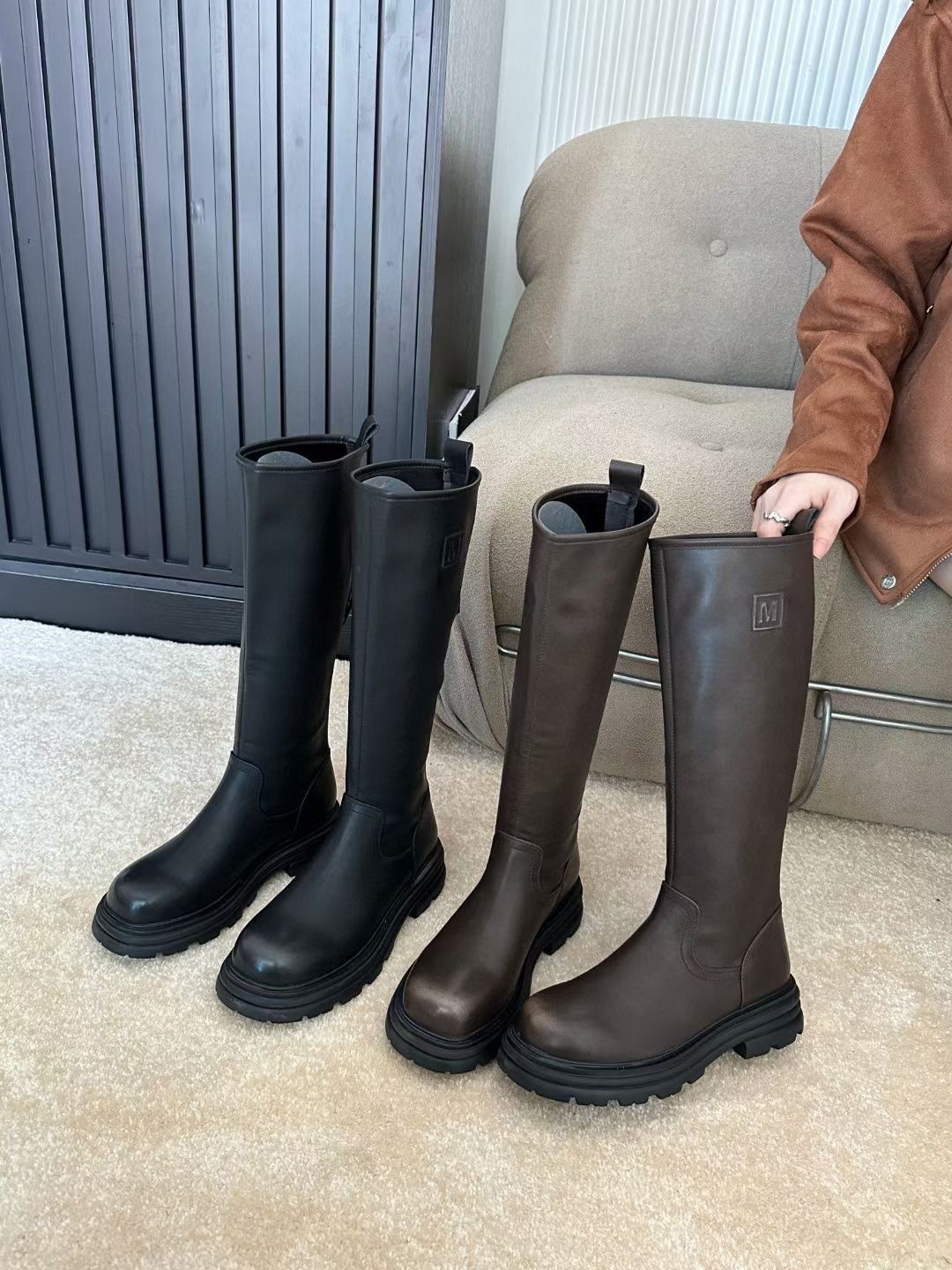 厚底长靴长筒新款秋冬加绒爆款不过膝弹力显瘦高筒骑士靴23121