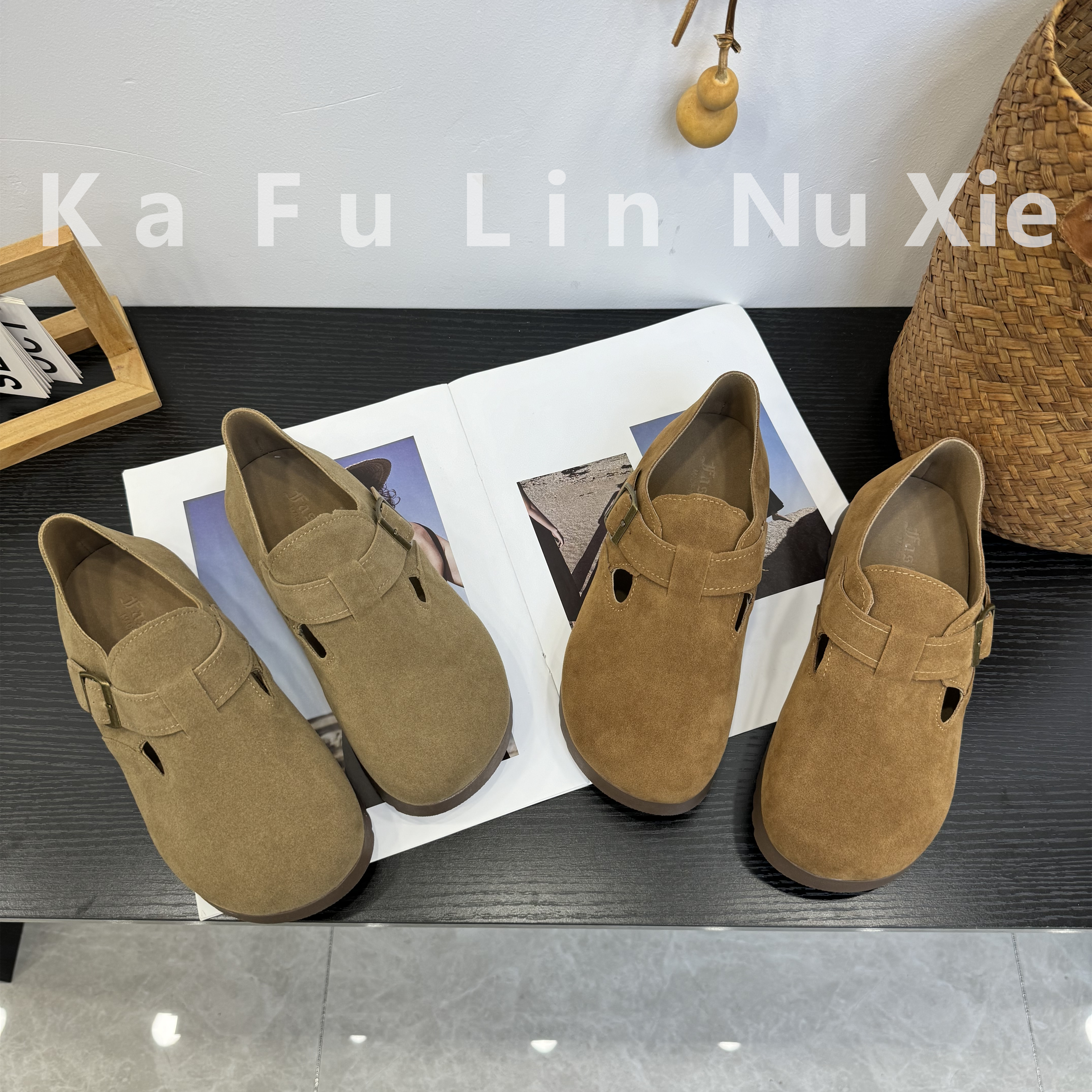 【靓俪范LIANGLIFAN】软底勃肯鞋女新款复古休闲百搭一脚蹬单鞋女