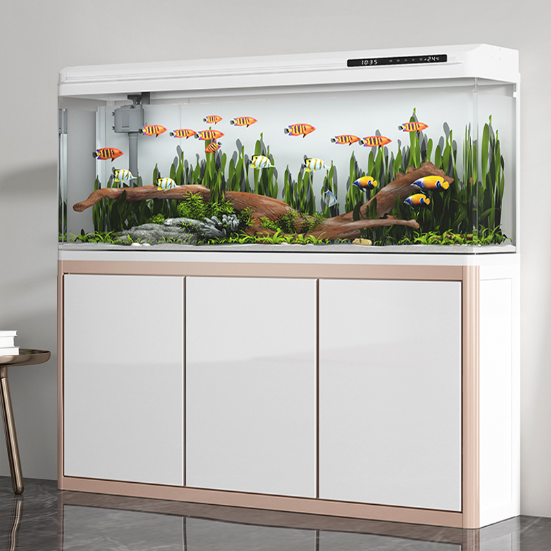 大中小型鱼缸水族箱生态懒人免换水客厅落地家用玻璃金鱼缸带地柜