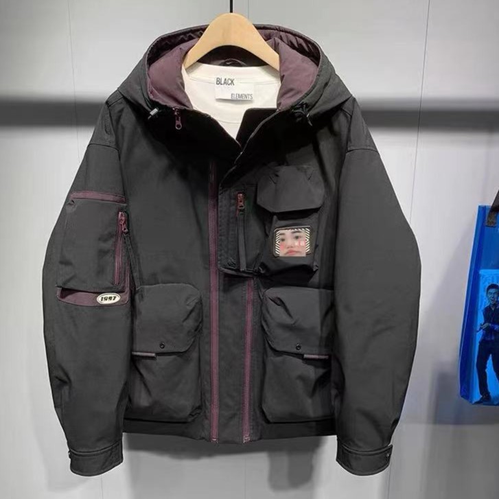 C860冬季新款工装山系潮牌拉链装饰保暖加厚外套