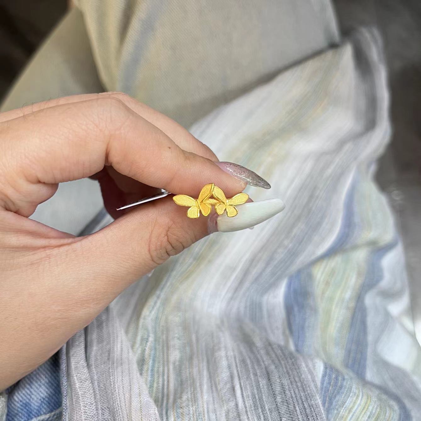 黄金 足金999 5G工艺蝴蝶戒指 开口可调女式 黄金按克卖