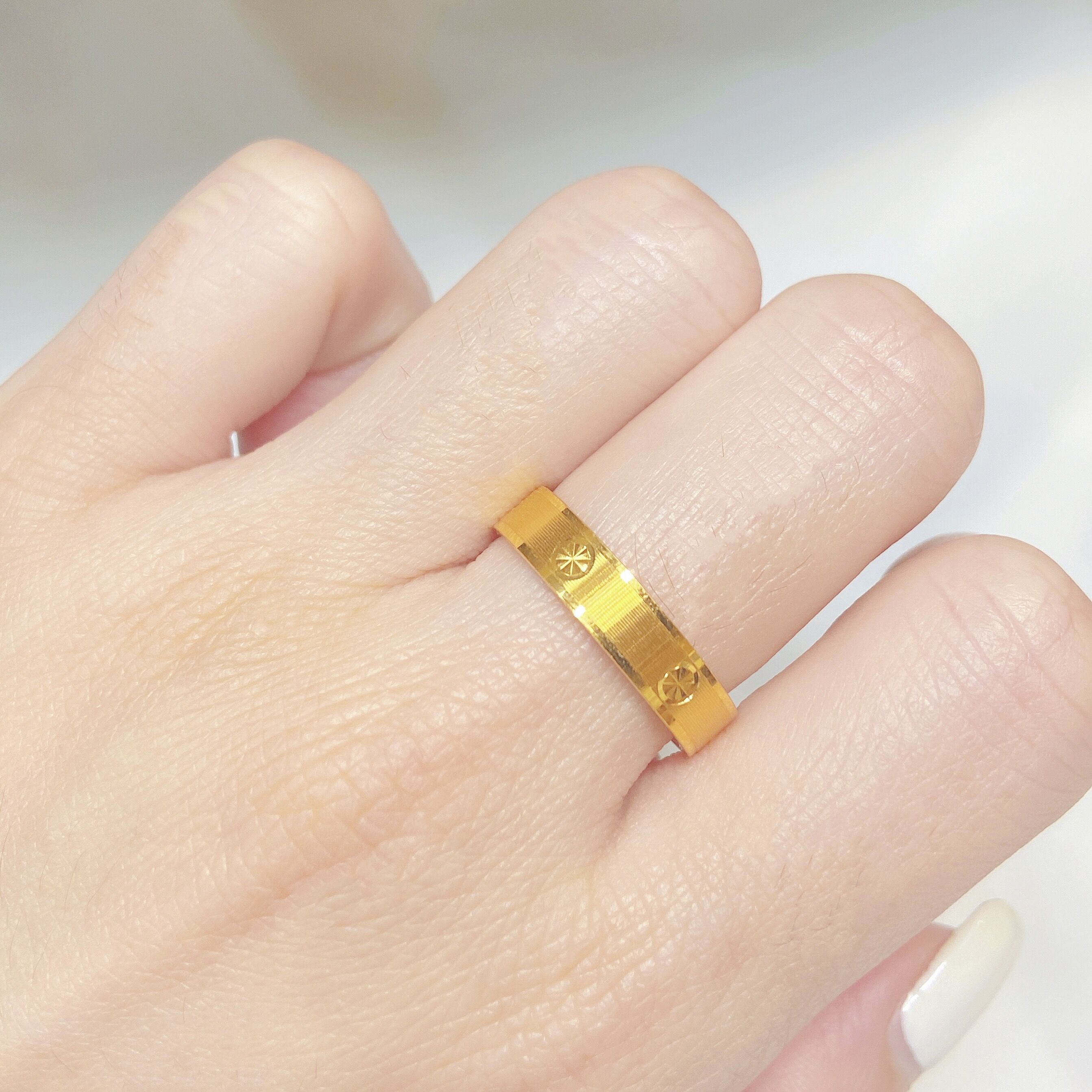 妮蔻黄金足金999 卡戒指戒指宽版米字戒指时尚固定圈口黄金戒指