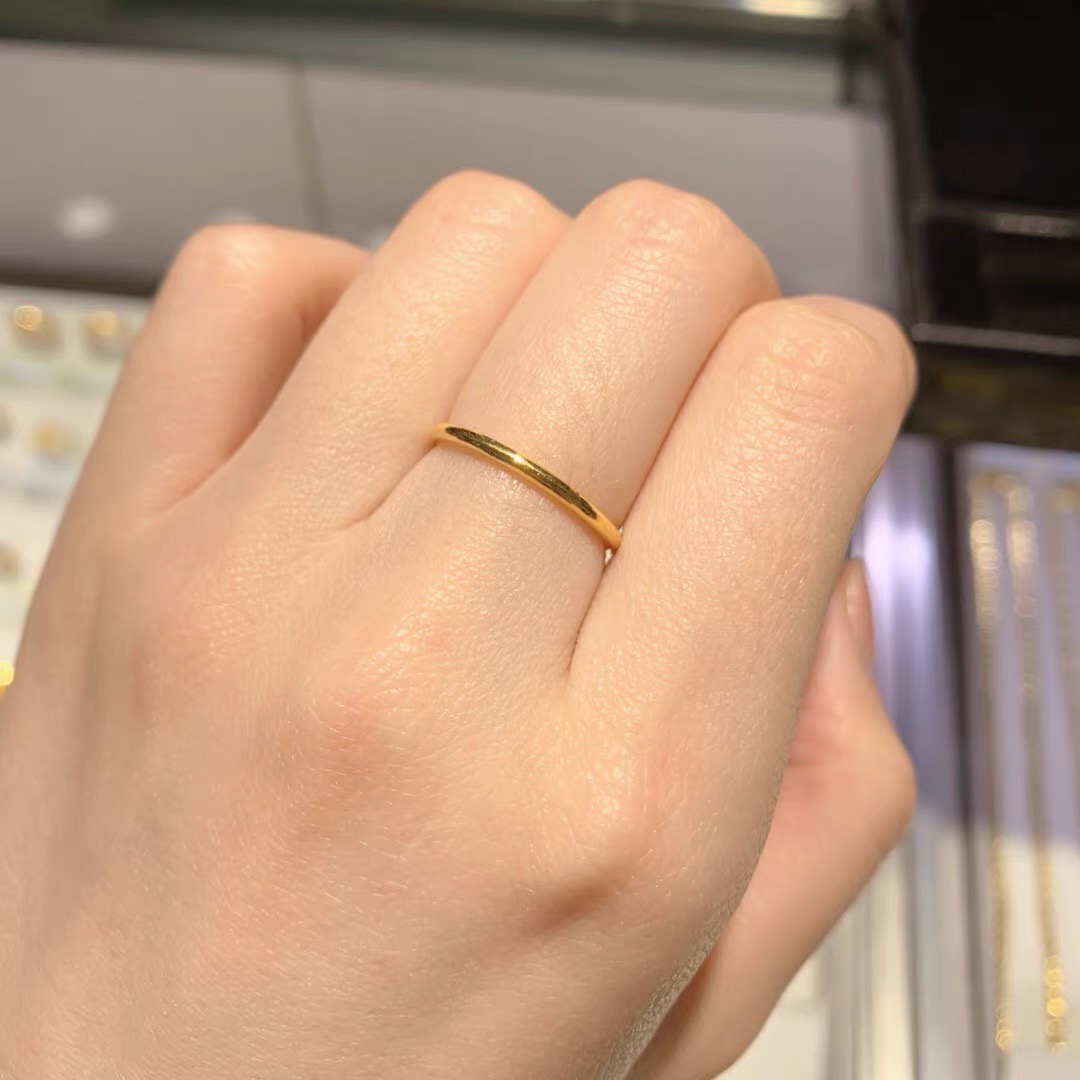 妮蔻足金999.9素圈戒指光面戒指黄金戒指传承戒指经典礼物素戒