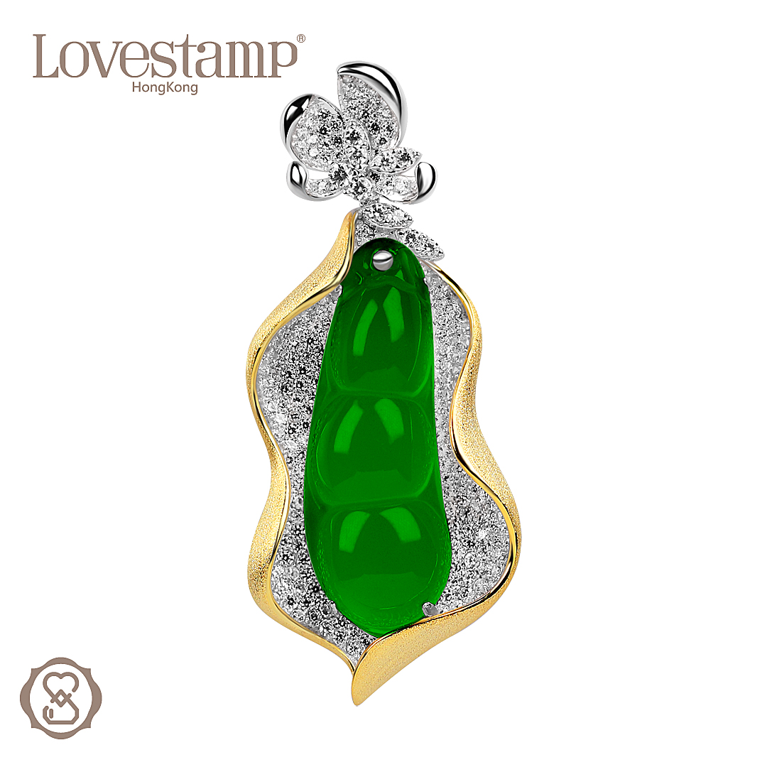 LOVESTAMP/爱登经典轻奢满绿色设计玉髓福豆吊坠LSP3754 