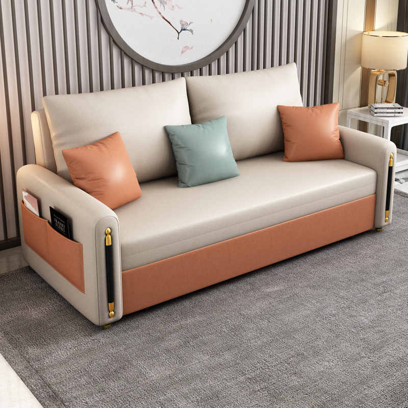 木莱森轻奢沙发床可折叠多功能两用小户型可伸缩科技布储物双人